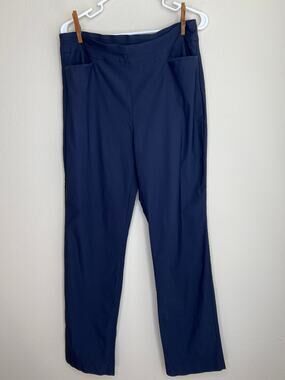 Chico's Pull On Stretch Pants Size 2R /12/ LG Navy Blue Soft Fluid Career